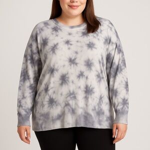 Wonderly Grey Marble Tie-Dye Long Sleeve Sweater 2X NWT Oversized Boxy Fit